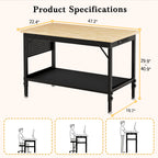 Adjustable Work Bench with Power Outlets, Heavy-Dute Work Table for Garage
