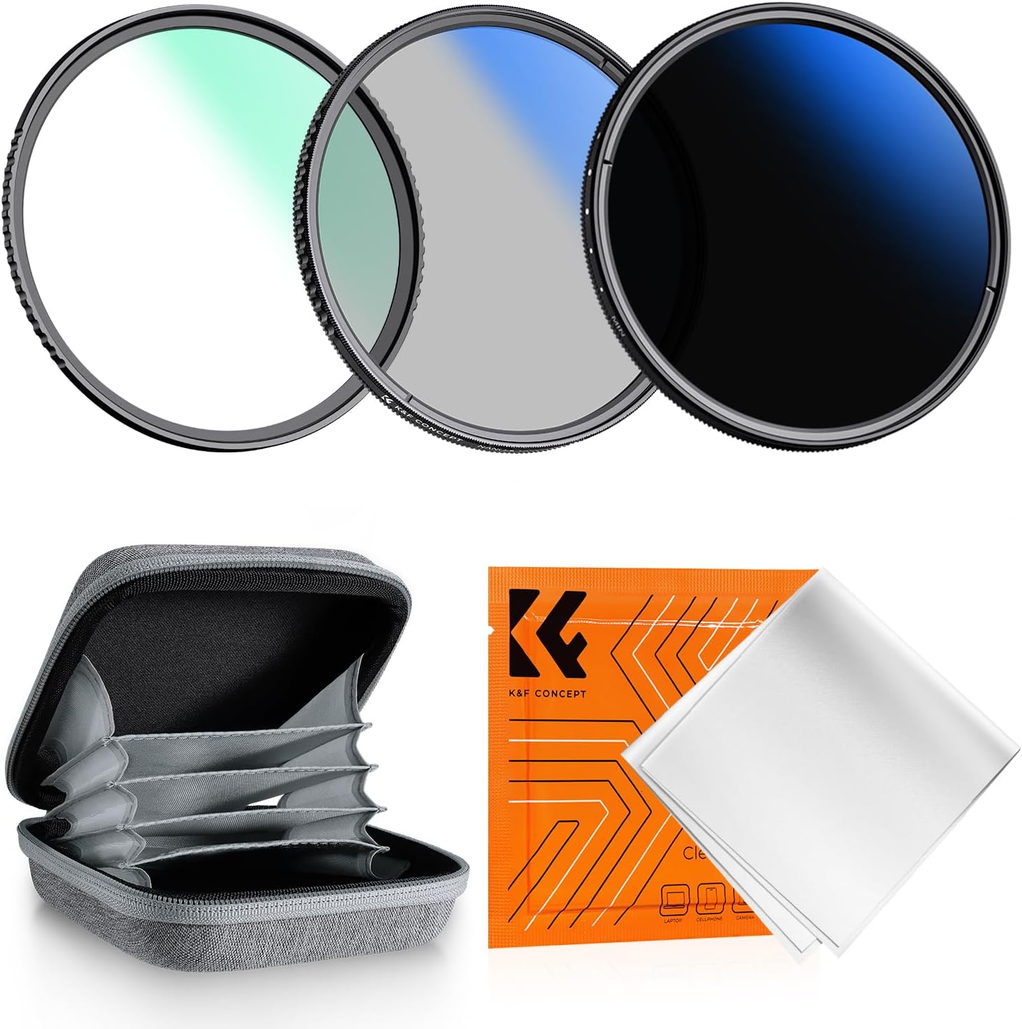 67mm UV/CPL/ND2-400 Len Filter Kit 3pc Multi-Layer Coatings | UV+Polarizer+Variable ND Lens Filters Kit (1-9