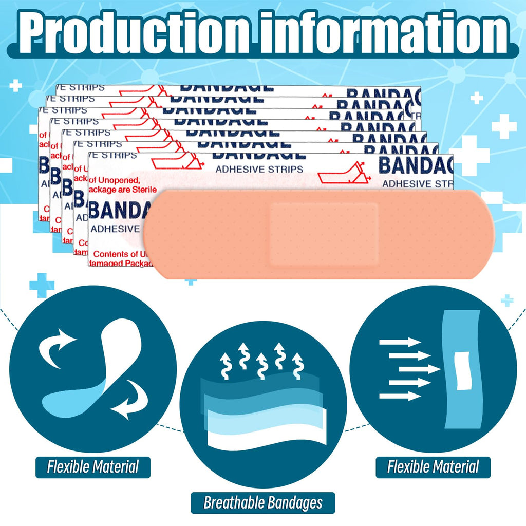 1500 Pcs 3/4" X 3" Adhesive Waterproof Bandages Bulk