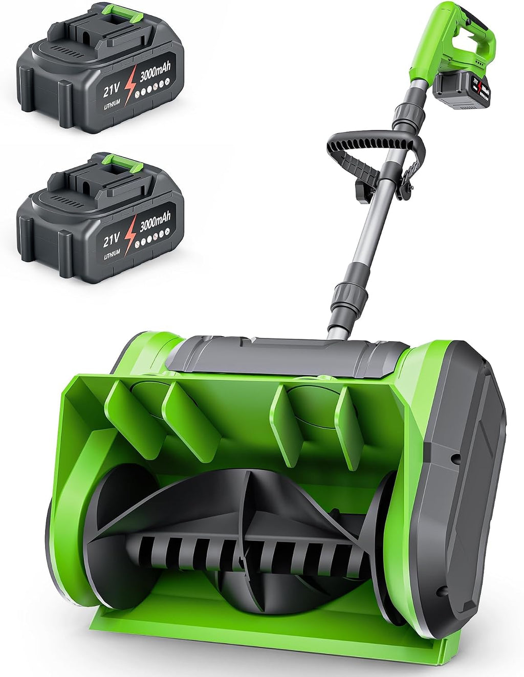 Electric Cordless Snow Shovel, 2X 3.0Ah/ 21V/ 12-Inch Battery | Snow Blower with Directional Plate & Adjustable Front
