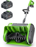 Electric Cordless Snow Shovel, 2X 3.0Ah/ 21V/ 12-Inch Battery | Snow Blower with Directional Plate & Adjustable Front