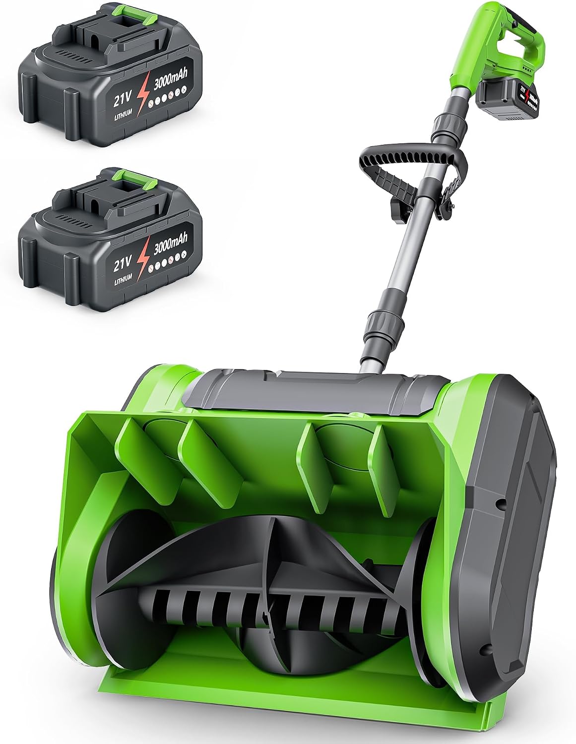 Electric Cordless Snow Shovel, 2X 3.0Ah/ 21V/ 12-Inch Battery | Snow Blower with Directional Plate & Adjustable Front