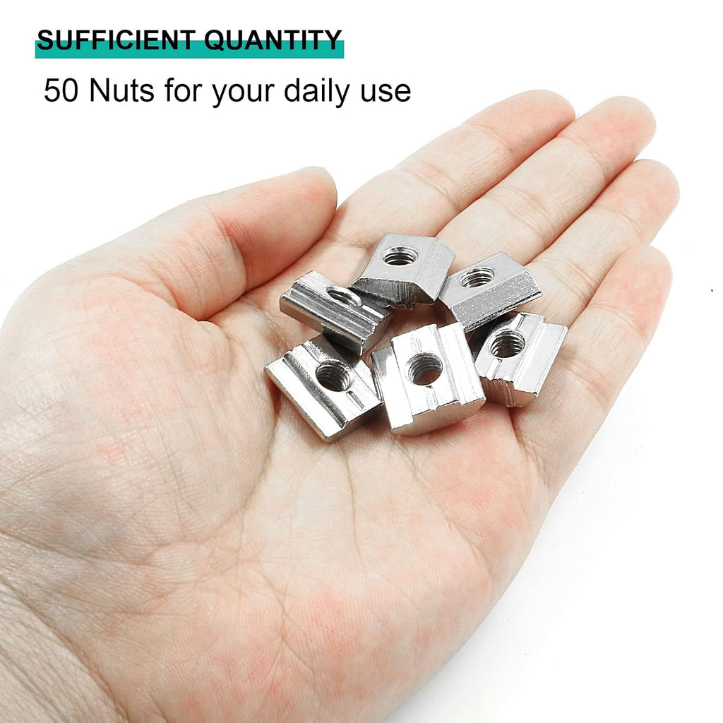 Sliding T Nuts 30 Series M6, 50Pcs, 8mm T-Slot