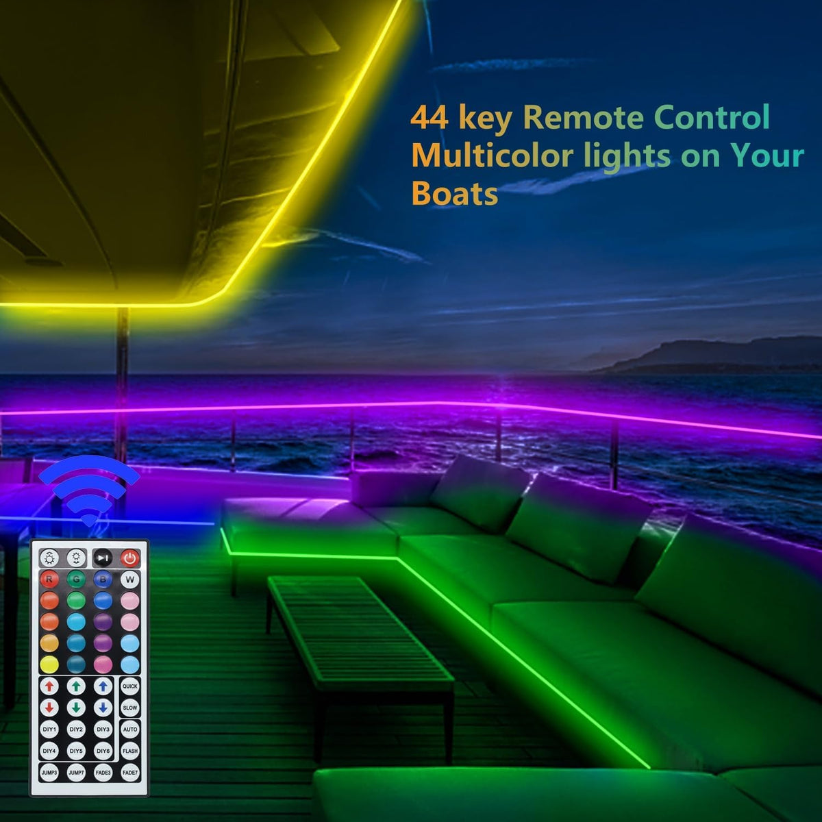 Boat Strip Lights Waterproof 50FT, 12v RGB Marine Pontoon Boat Lights
