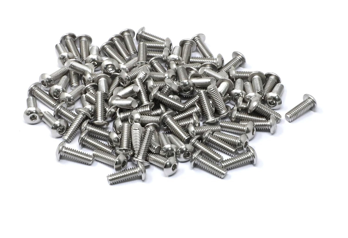 iexcell 100 Pcs #8-32 x 1/2" Stainless Steel 304 Hex Socket Button Head Cap Screws Bolts Kit