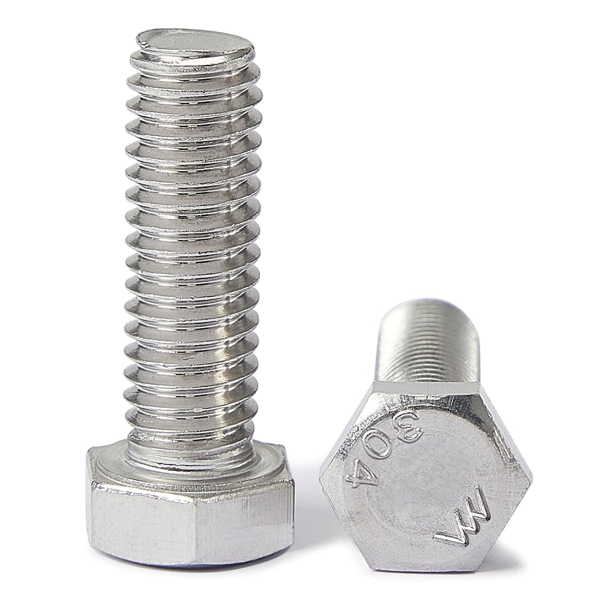 1/2-13 x 3 Hex Head Bolts, Stainless Steel 304, Hexagon Head Screws, UNC Coarse Thread, Bright Finish, Fully Threaded, Quantity 4
