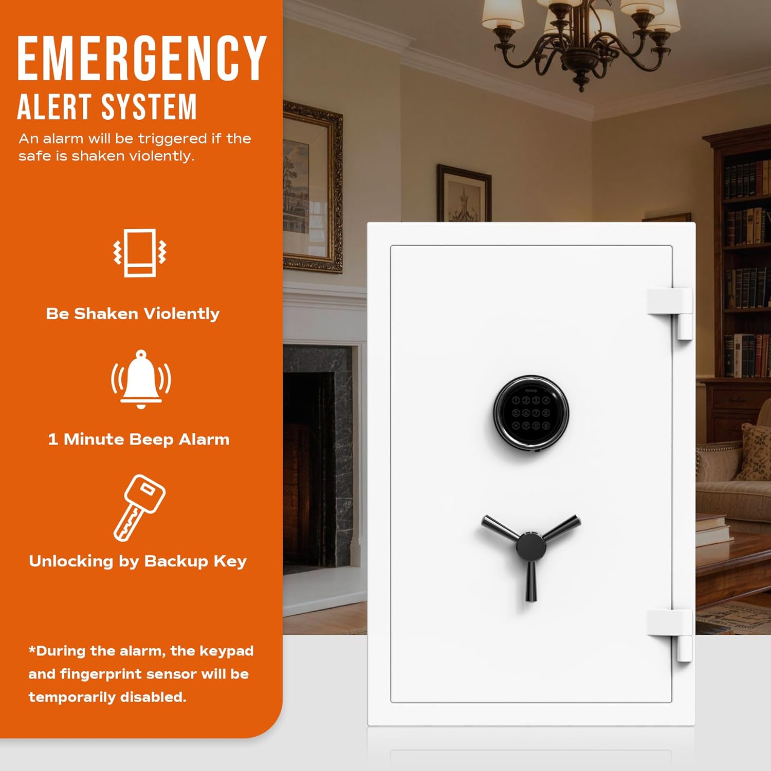 Deluxe Fireproof Safe Box, Digital Fire Proof Safe with Touch Screen, 3 Spoke Handle and Removable Shelf, Fireproof
