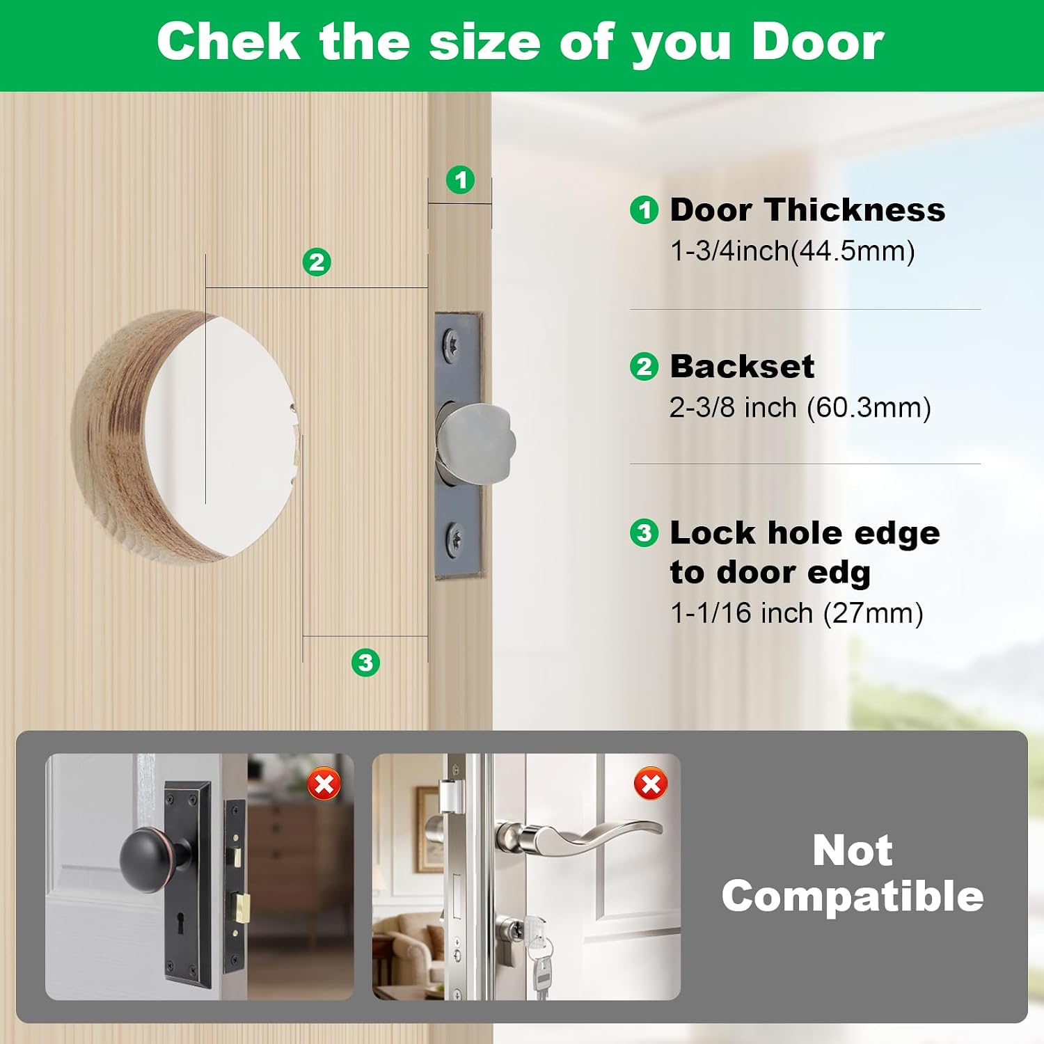 MP9457 Door Reinforcement Plate & Strike Plate for 1-3/8" Doors | Fits 2-3/8" (60mm) backsets,Stainless