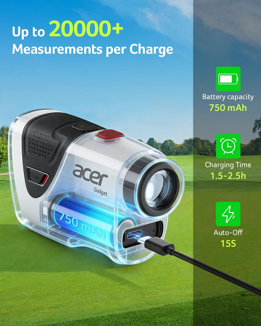 Pro Golf Rangefinder with Slope Switch, Pin Lock Vibration, 1200 Yards