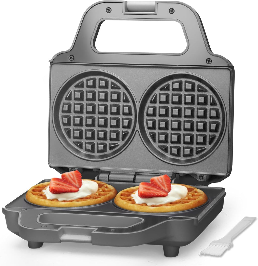 4 Inch Double Mini Waffle Maker Machine, Chaffle Maker, Waflera Electrica, Small Waffle Iron for Waffles, Keto