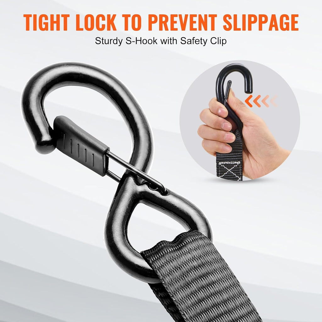 VEVOR Ratchet Tie Down Straps (4PK), 5208lbs Break Strength, 1.6" x 8' Heavy Duty Ratchet Tie Down Strap Set with