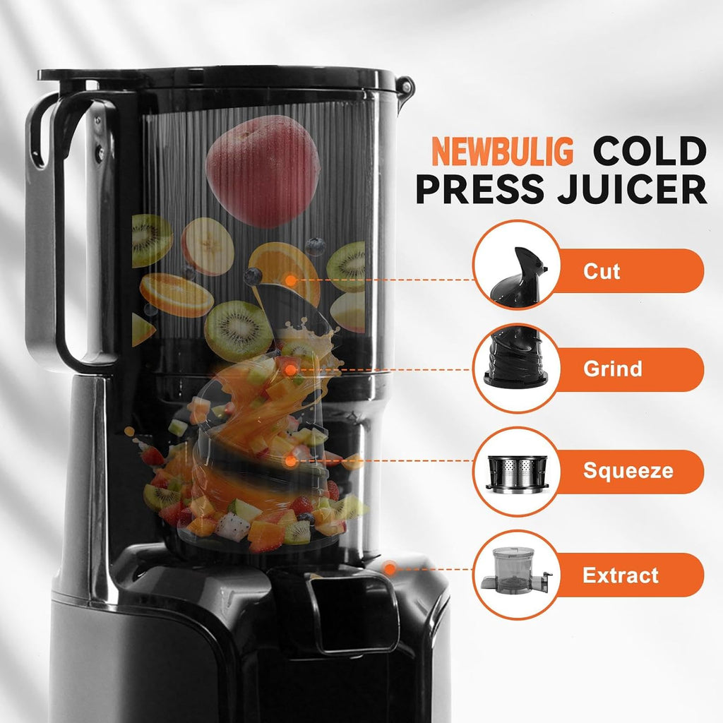 Cold Press Juicer Machines for Vegetables & Fruits, Black | Slow Masticating Juicer Machine with Reverse Function