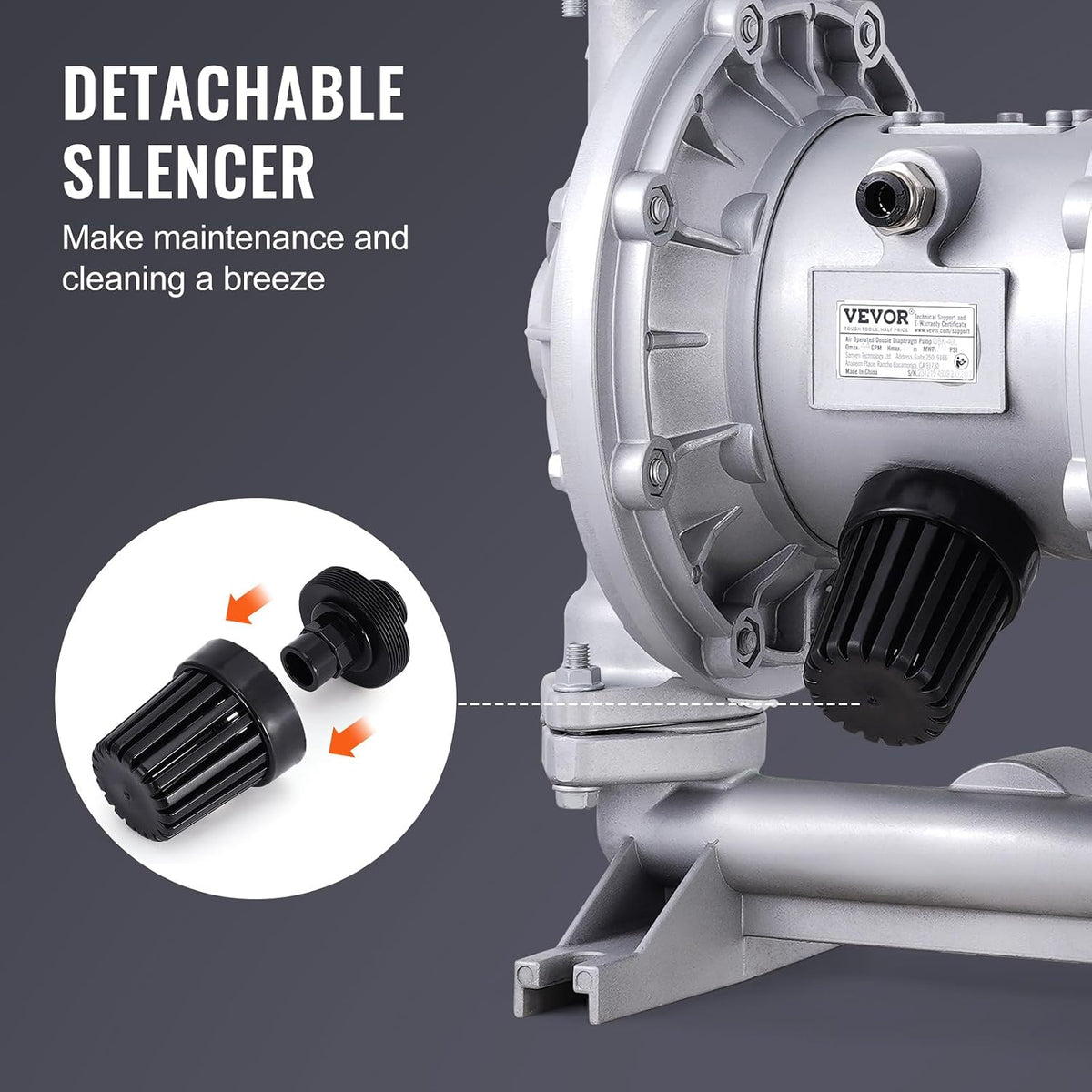 VEVOR Air Operated Double Diaphragm Pump 44 GPM Max 115 PSI Transfer Pump
