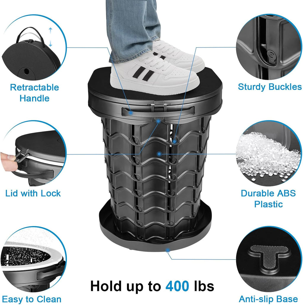 Retractable Portable Toilet Camping Toilet - Adjustable Height Camp Toilet Portable Potty for Camping, Car, Travel