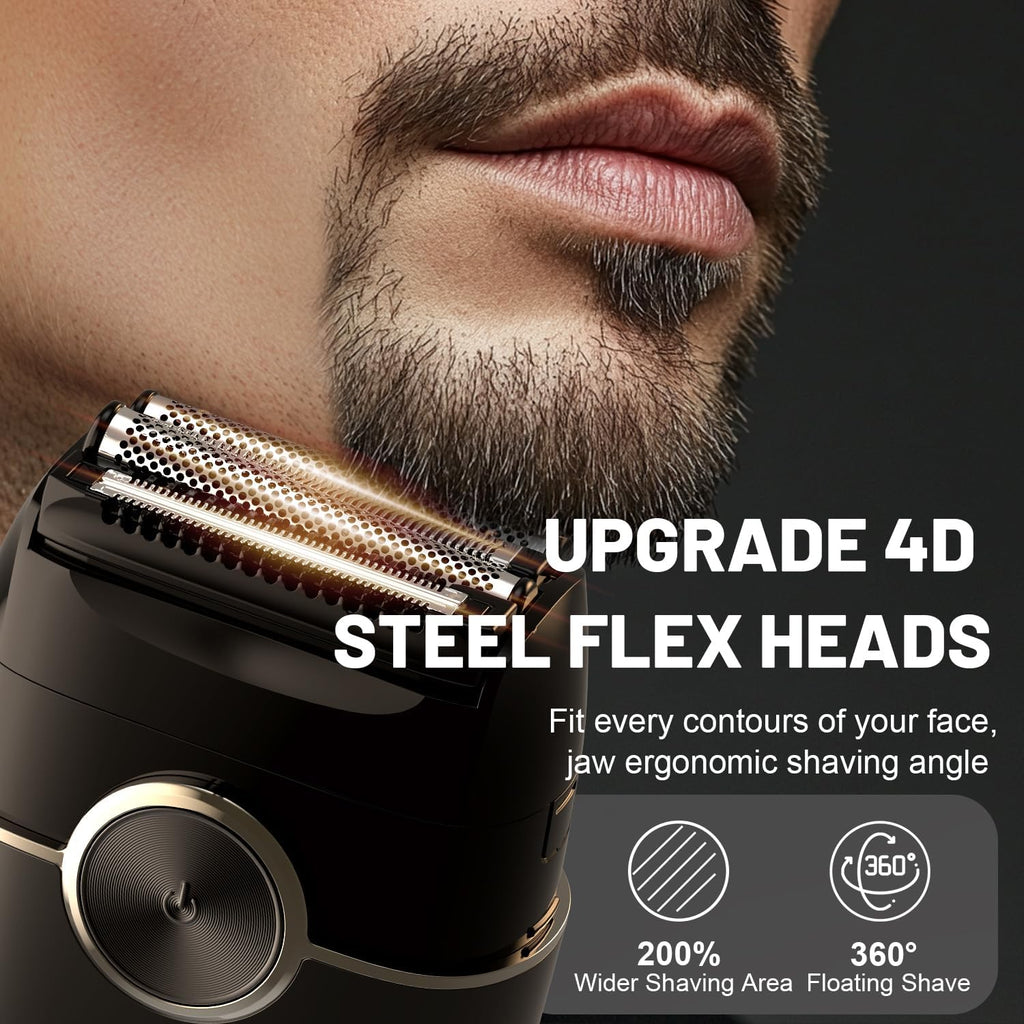 Electric Foil Shavers for Men: 4 Floating Blades & Dual Speed | Mini Electric Razors for Men With Wet or Dry