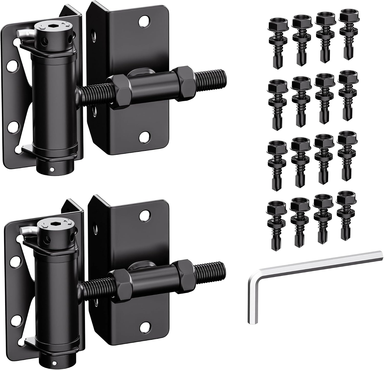 Heavy Duty Self Closing Gate Hinges for Metal/Vinyl/PVC/Wood Fence,90 Degree Narrow Wood Door Hinges with Adjustable