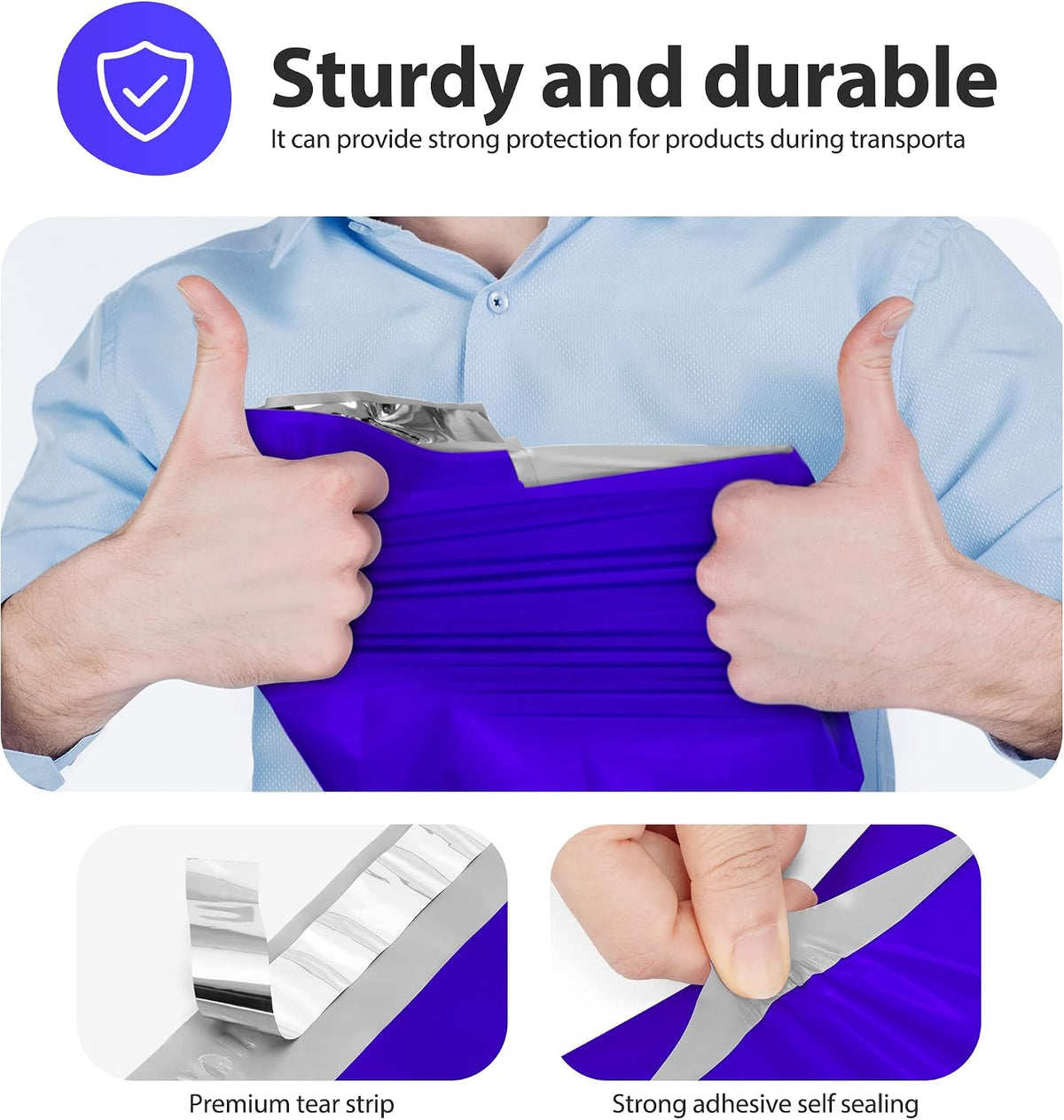 Large Poly Mailers 14.5x19" 100Pcs,Shipping Bags for Clothing,Blue