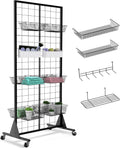 1-Pack Grid Wall Panels, 2' X 5.5' Ft Gridwall Panel Display Stand, Heavy Movable Floorstanding Detachable Gird Wall