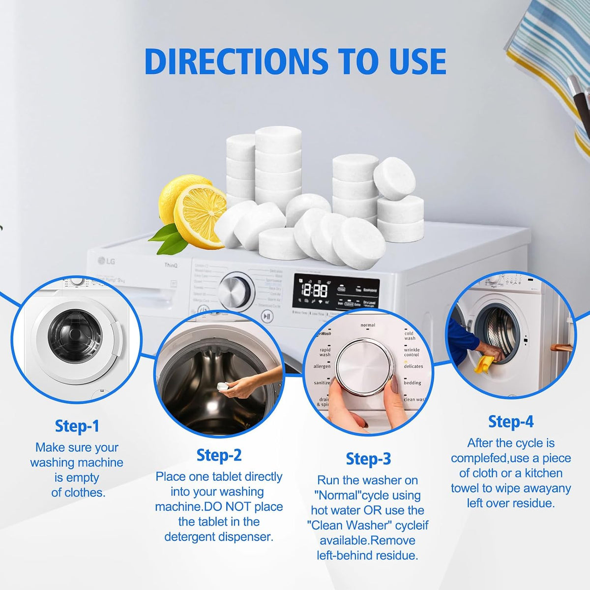 40 Pack Washing Machine Cleaner Tablets,Deep Cleaning Descaler For HE Front Loader & Top Load Washer,Washer Machine