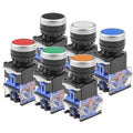 6-Pack 22mm Self Locking Push Button Switch 10A 380V 1NO 1NC DPST LA38-11 Latching Round Pushbutton Switches for Electrical Electronic Applications - Multicolor