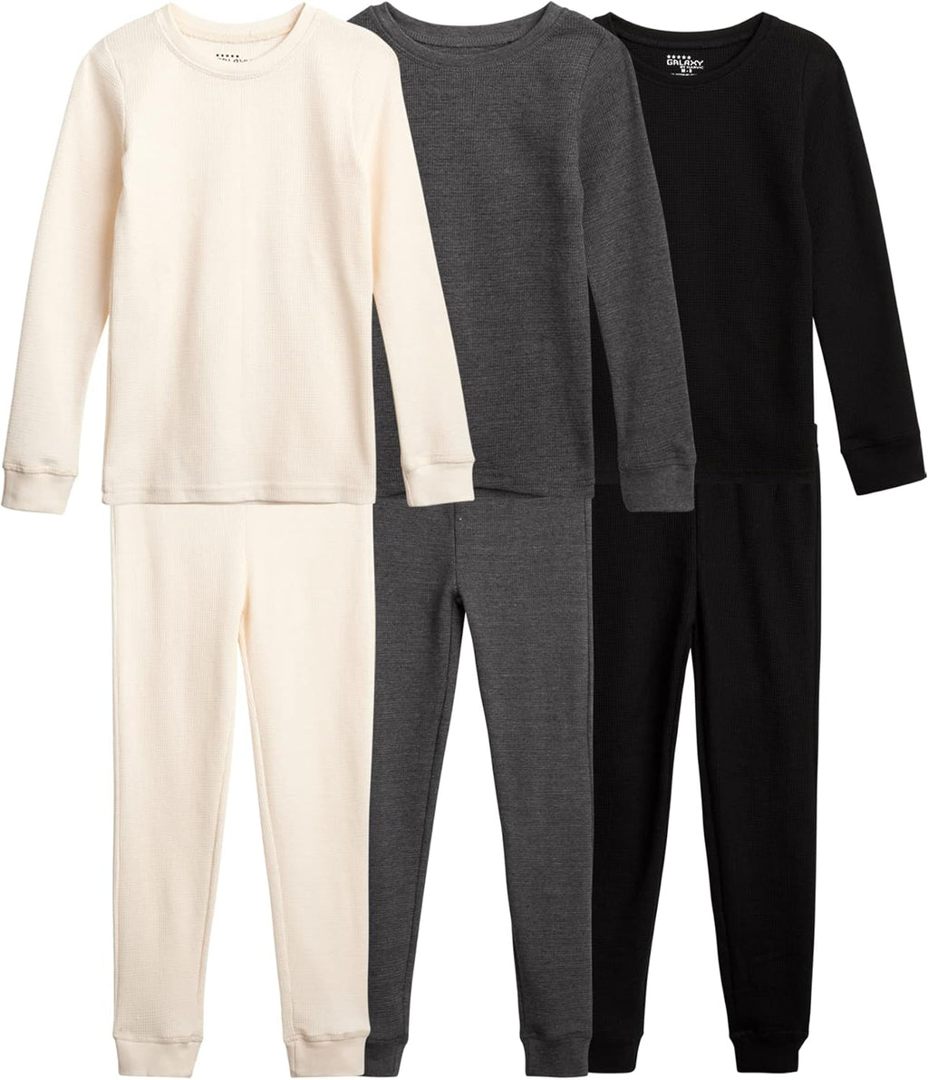 Boys Thermal Underwear Set - 6 Piece Waffle Knit Set Thermal Base Layer Long Johns Top and Bottom (2T-16)