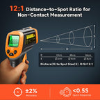 Digital Infrared Thermometer Temperature Gun, 12:1