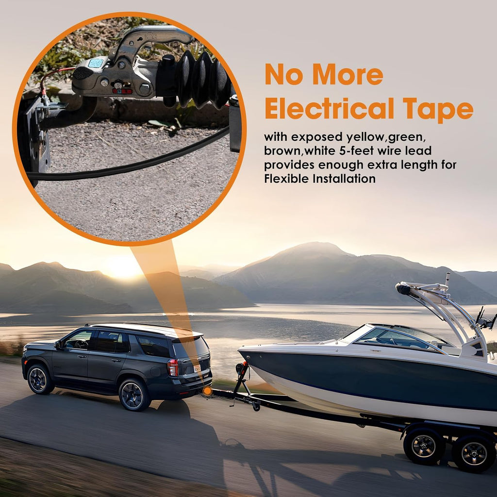 4 Way Trailer Wiring Harness 5FT Jacketed Cable, 16AWG 4 Pin Flat Trailer Extension Connector Trailer Wire 4 pin