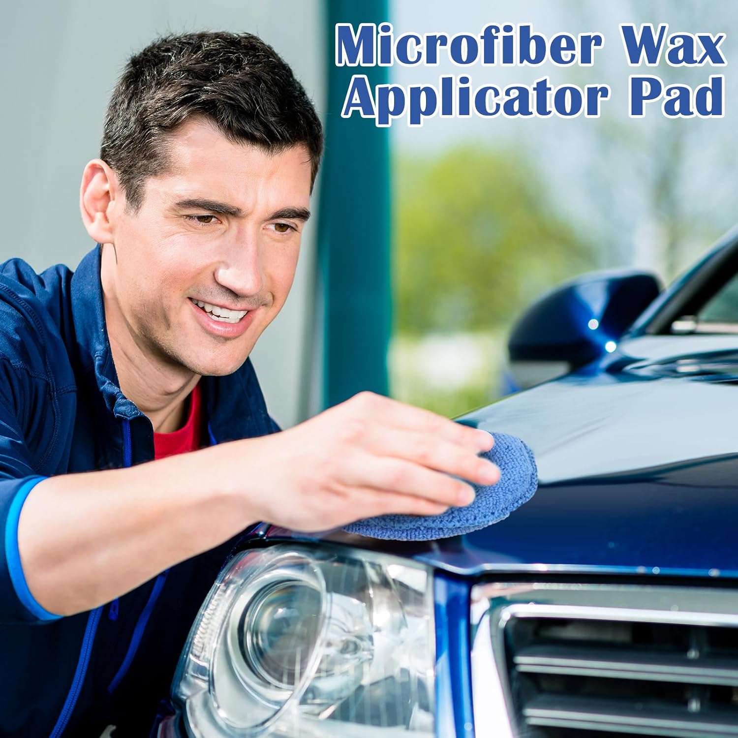 50 Pcs Microfiber Wax Applicator Pad 5 in for Car Wax,Blue, Gray | Soft Car Wax Applicator Pads Bulk, Scratch-free