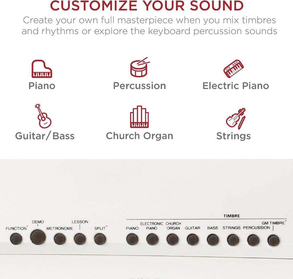 88-Key Full Size Digital Piano Electronic Keyboard Set for All Experience Levels w/Semi-Weighted Keys, Stand, Sustain