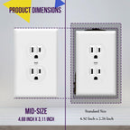 ENERLITES 10 Pack Mid-Size Duplex Outlet Covers Wall Plate, White