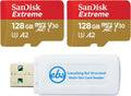 SanDisk MicroSDXC 128GB UHS-I Extreme 2 Pack Memory Card SDSQXAA-128G-GN6MN | Works with DJI Osmo Action 6, Pocket 3