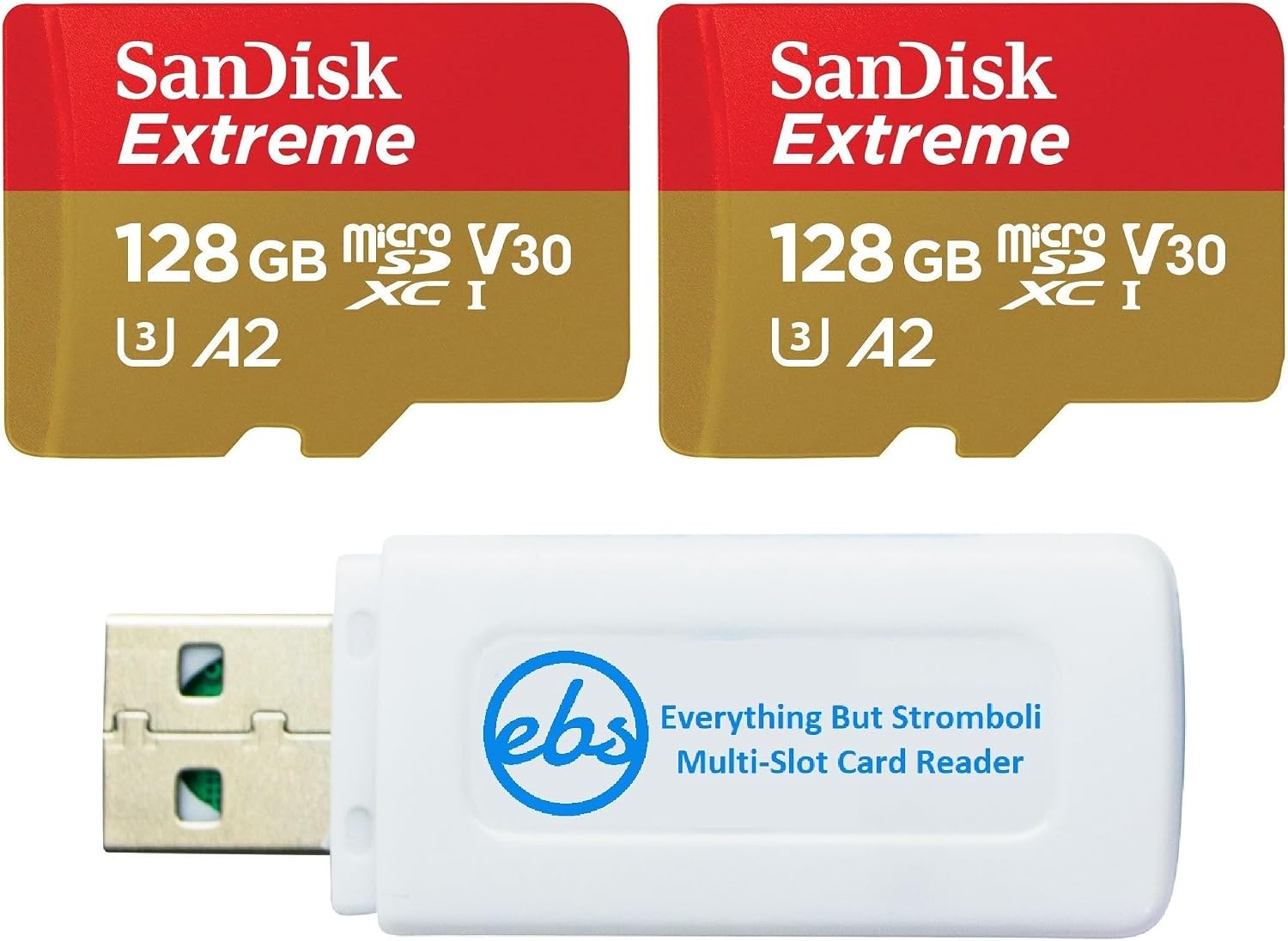 SanDisk MicroSDXC 128GB UHS-I Extreme 2 Pack Memory Card SDSQXAA-128G-GN6MN | Works with DJI Osmo Action 6, Pocket 3