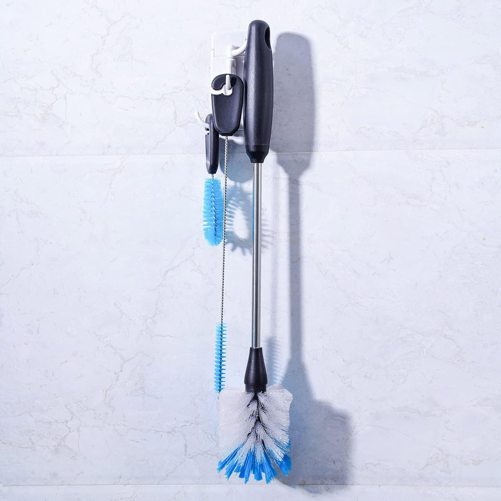 3-in-1 Stainless Steel Bottle Brush and Straw Cleaning Set, Long Handle Scrub Brush with Replaceable Head for Water