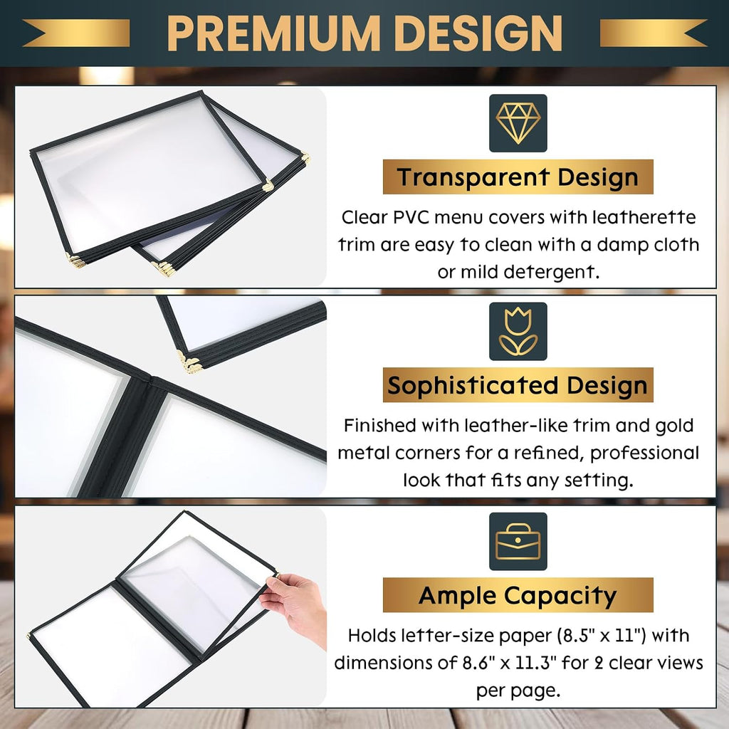 Menu Covers 8.5 x 11 Inch, 6 Page 12 View 4 Pack