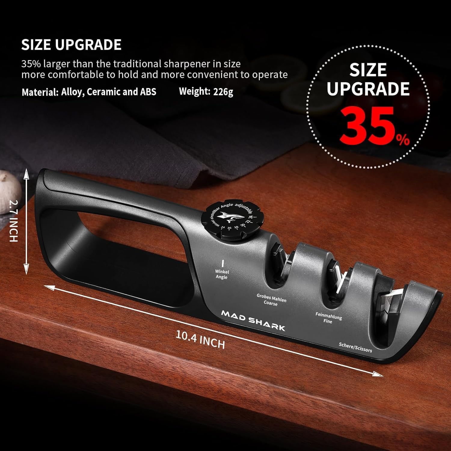 Knife Sharpener, 6 Adjustable Sharpening Angle, Coarse & Fine Knife Sharpener Tool, Handheld Manual Knives Sharpener