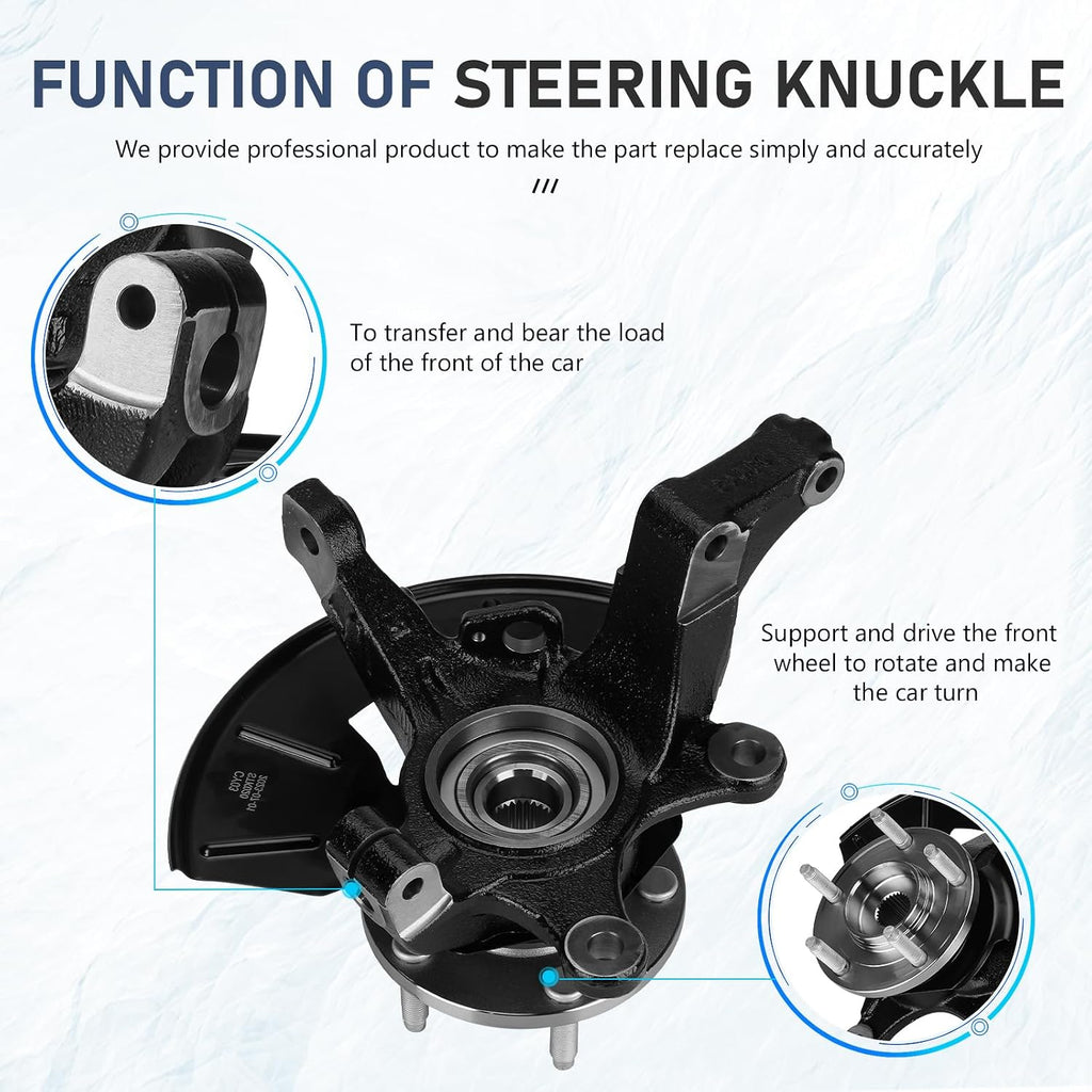 New Front Steering Knuckles & Wheel Bearing Hub Assembly, 05-12 for Escape