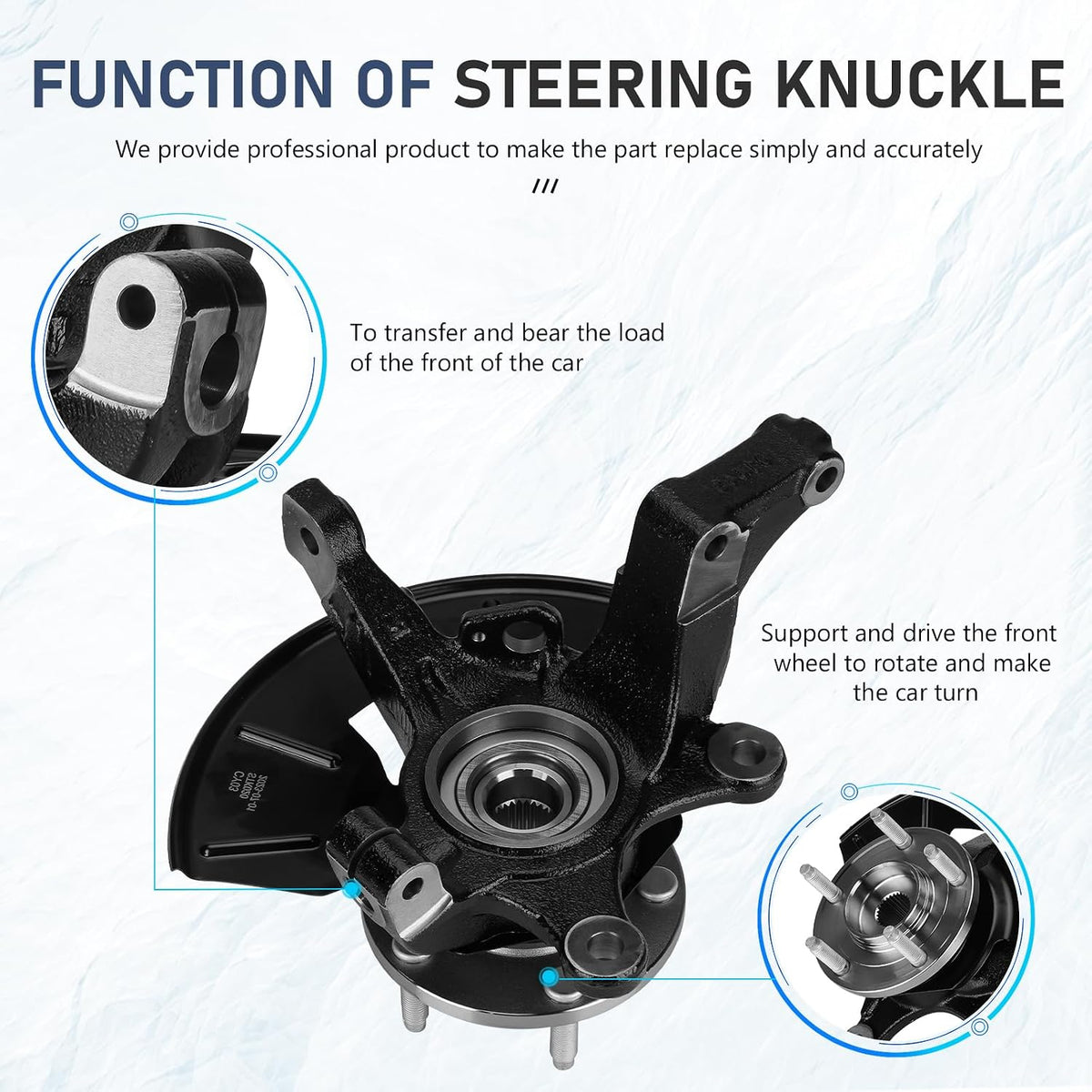 New Front Steering Knuckles & Wheel Bearing Hub Assembly, 05-12 for Escape