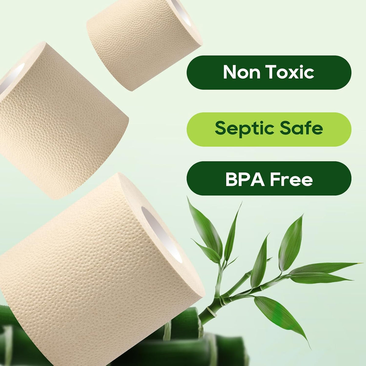 Bamboo Toilet Paper 2 Ply, 16 Double Rolls, 320 Sheets, Nature