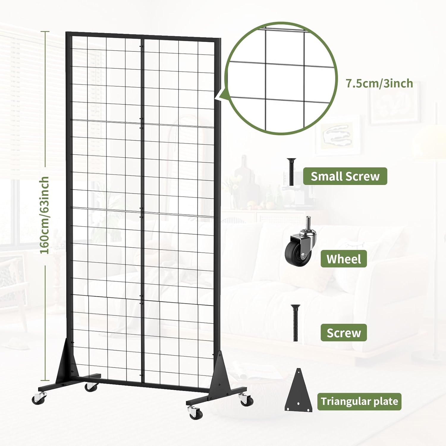 1-Pack Grid Wall Panels, 2' X 5.5' Ft Gridwall Panel Display Stand, Heavy Movable Floorstanding Detachable Gird Wall