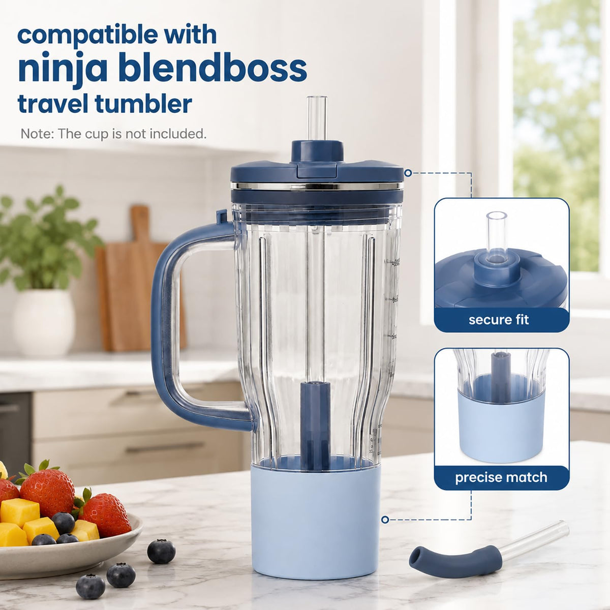 Replacement Straws with Cleaning Brush for Ninja BlendBOSS 26oz Cup