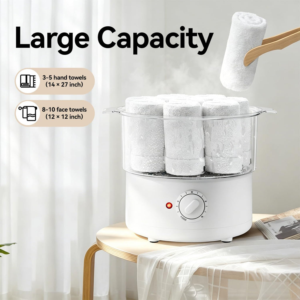 Mini Hot Towel Warmer - 1 min Steam & 60℃ in 20mins, Towel Steamer for Facials/Barber/Massage, Portable 2.4lbs Small