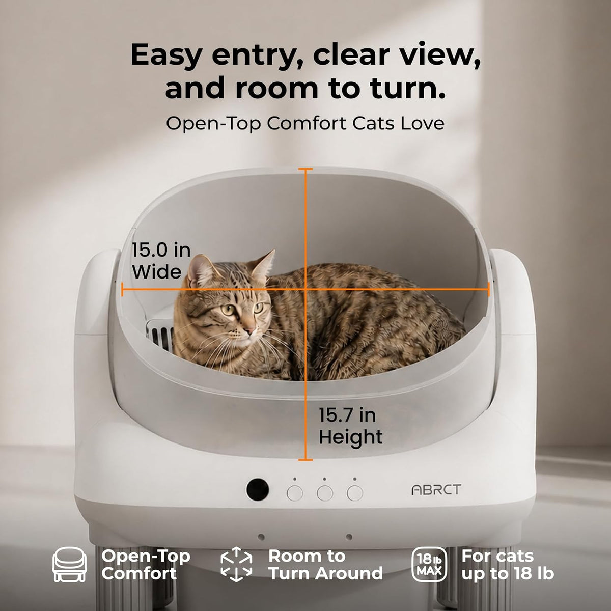 Open Top L1 Self Cleaning Litter Box,Electronic Hands-Free,Smart Robot,Automatic Cleaning Litter Box-App Control &