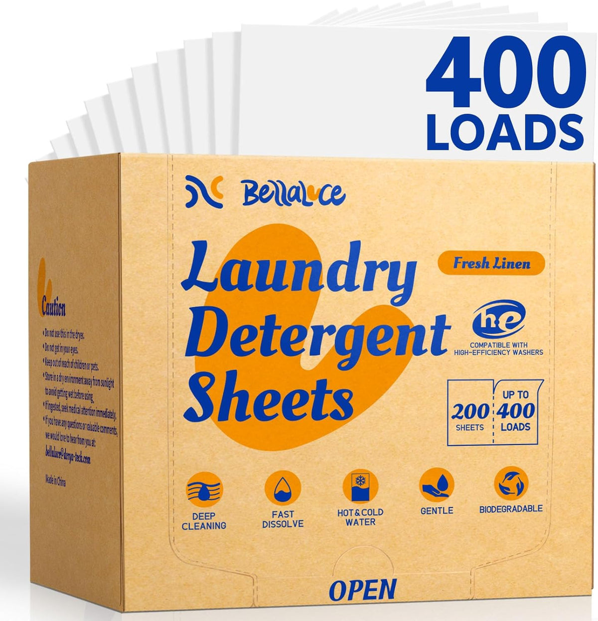 Laundry Detergent Sheets -Fresh Linen Scent, 400 Loads