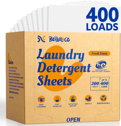 Laundry Detergent Sheets -Fresh Linen Scent, 400 Loads