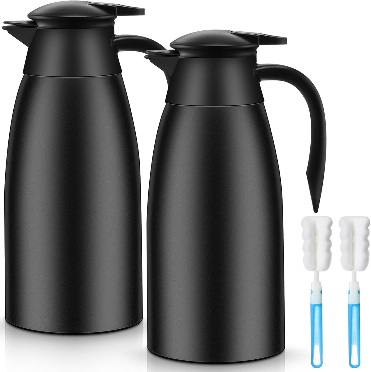 2 Pcs Thermal Coffee Carafe Creamer, Black, 68 oz