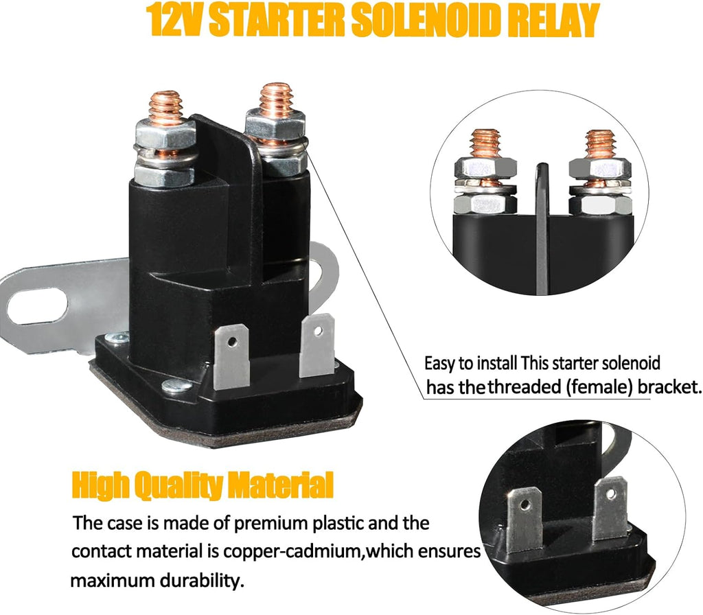 AM138068 12V Starter Solenoid Fit for Trombetta John Deere MTD Cub Cadet Lawn Tractor Replaces 435-151 725-04439