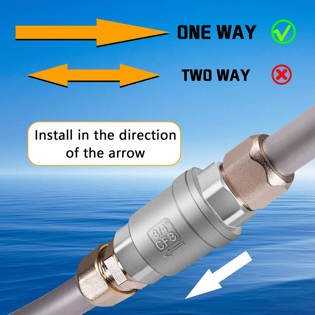 Stainless Steel 3/4 NPT Thread Non Return One Way Horizontal/Vertical Inline Water Check Valve for Well, Pump, Tank, Backflow Prevention