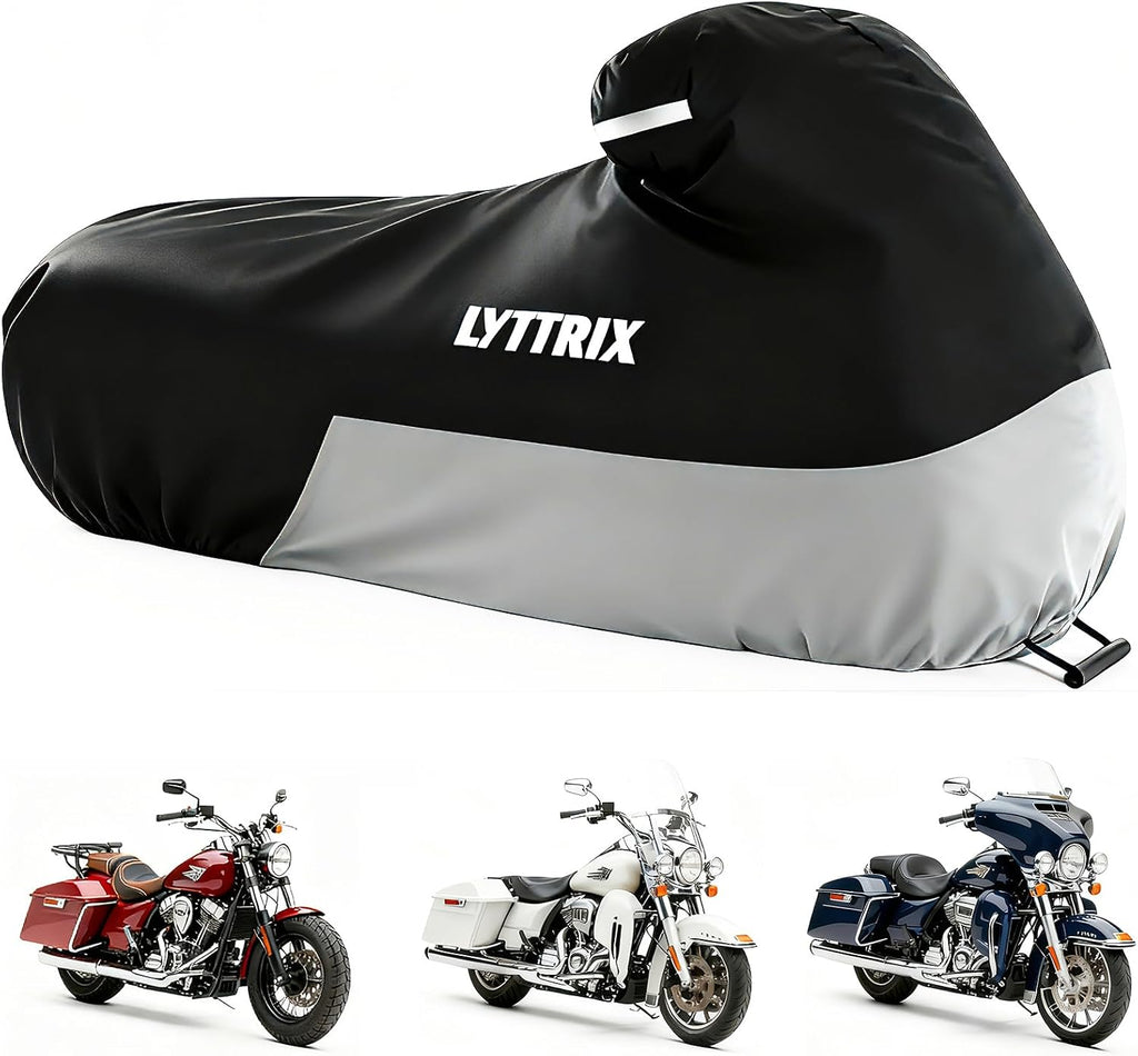 600D Motorcycle Cover Waterproof Outdoor Suitable for Touring Models Harley Davidson Road King, Street Glide,Electra
