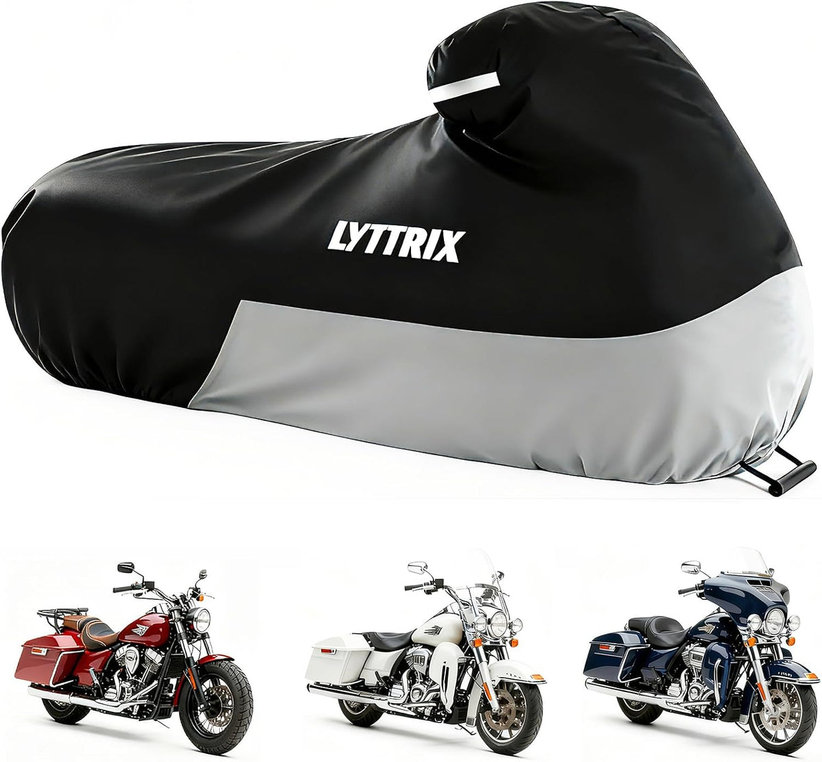 600D Motorcycle Cover Waterproof Outdoor Suitable for Touring Models Harley Davidson Road King, Street Glide,Electra