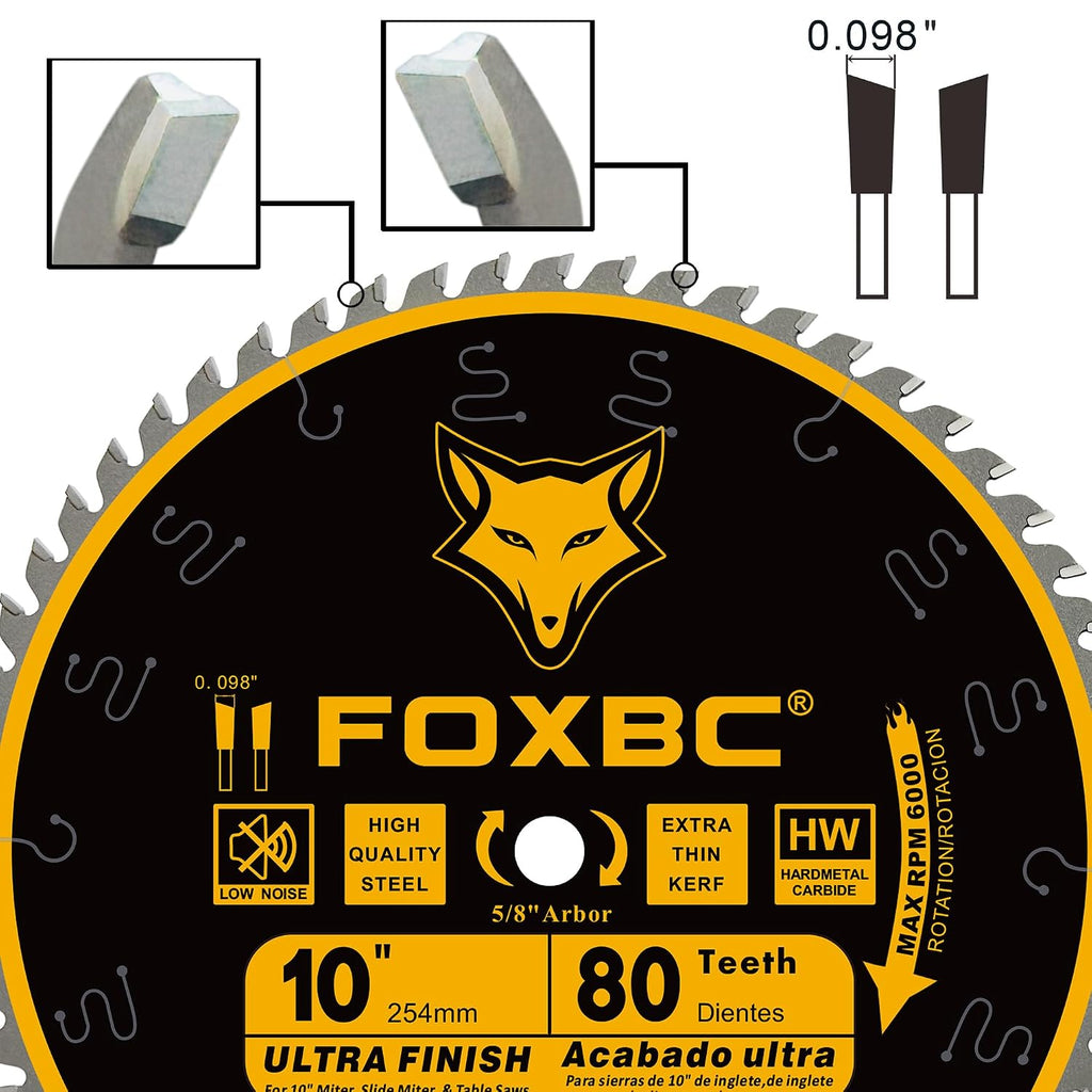 10-Inch Table Saw Blade, 80-Tooth, Ultra Finish Wood Cutting, 5/8-Inch Arbor
